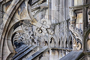 Architectonic details of Dumo Cathedral, MilanItaly