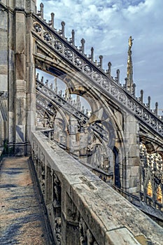 Architectonic details from the famous Milan Cathedral, Italy