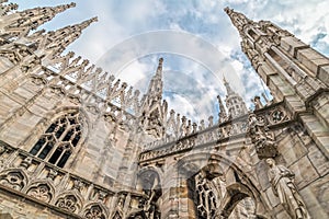 Architectonic details from the Milan Cathedral, Italy