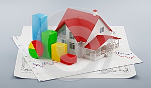 Architects workplace. Architectural tools. Construction concept. Engineering tools. 3d rendering