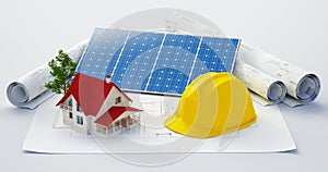 Architects workplace. Architectural tools. Construction concept. Engineering tools. 3d rendering