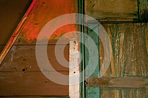 Architectual details passages, windows, doors, facades. A detail of painted garage door