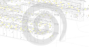 Architectural 2D isometric ductwork BIM Illustration