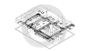 Architectural 2D isometric ductwork BIM revit Illustration design