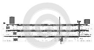 Architectural 2D sectional ductwork BIM Illustration