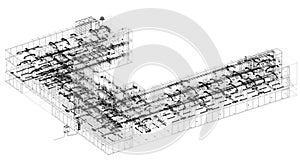 Architectural 3D BIM isometric  ductwork Illustration