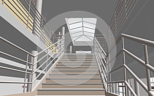 Architectural 3D perspective building Illustration interior