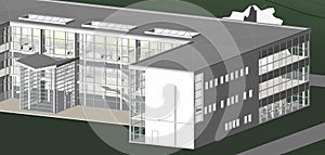 Architectural 3D perspective revit building Illustration exterior