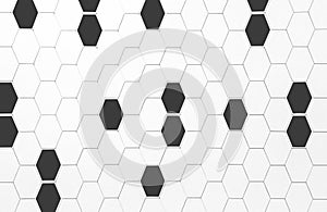 Architectural abstract wall with black and white geometric hexagon shapes