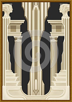 Architectural abstraction, greek columns