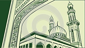 Architectural arch perspective with mosque view, vector design Generative AI