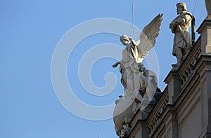 Architectural artistic decorations on house in Vienna