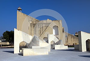 Architectural astronomical instruments in Jantar Mantar observatory completed in 1734, Jaipur, India