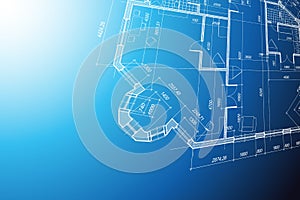 Architectural background. Blue print of building. Technical draw.