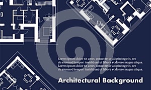 Architectural background. Part of architectural project, architectural plan of a residential building. Blue and white vector