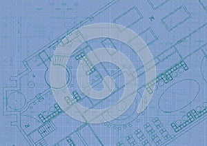 Architectural background with technical drawings. Blueprints plan texture. Drawing part of architectural project.