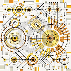 Architectural blueprint, vector digital background with different geometric design elements. For use as website background.