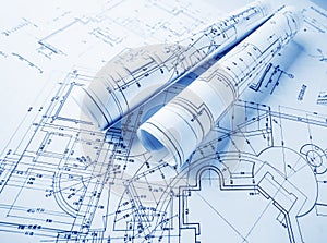 Architectural blueprints rolls