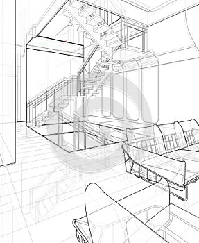 Architectural sketch drawing photo