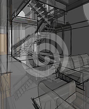 Architectural sketch drawing photo