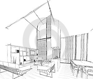 Architectural sketch drawing photo