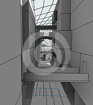 Architectural drawing and perspective