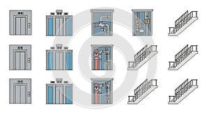 Architectural Building Elements Vector Icon Set