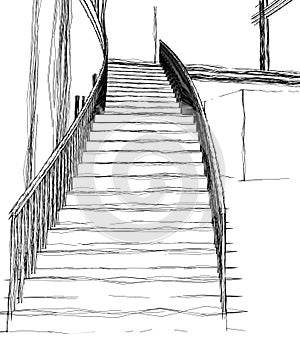 Architectural sketch stairs