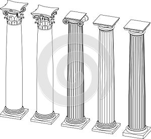 Architectural columns with capitals