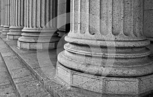 Architectural Columns on the Portico of a Federal Building in Ne