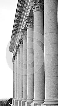 Architectural Columns on the Portico of a Government Building in