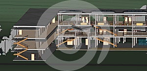 Architectural 3d view elevation design