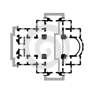 Architectural design of The Christian Orthodox Church, The Medieval Monastery Temple. The construction project of The Cathedral.