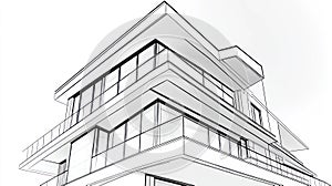 Modern Architecture Blueprint Contemporary Building Design with Balconies