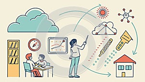 Architectural Design Process with Blueprint and Tools, vector design Generative AI