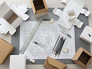 Architectural design tools isolated on white background