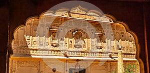 Architectural detail of amazing Mandir Palace. Jaisalmer, Rajasthan, India.