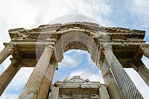 Architectural detail of ancient Greek city of Aphrodisias in Turkey photo