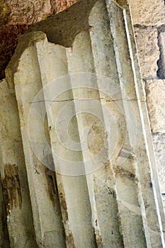 Architectural detail of ancient Roman column of Tarragona