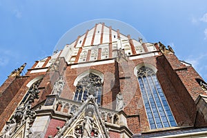 Architectural detail of the beautiful gothic church in Nysa