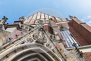 Architectural detail of the beautiful gothic church in Nysa