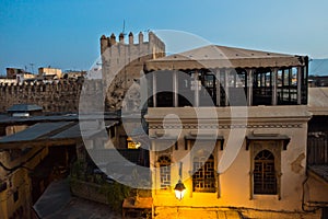 Architectural detail at blue hour, medina of Fez, Morrocco
