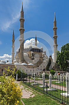 Architectural detail of Built by architect Mimar Sinan between 1569 and 1575 Selimiye Mosque in city of Edirne, Turkey