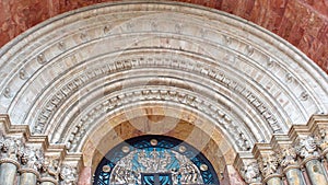 Architectural detail on a church door