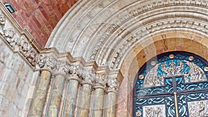 Architectural detail on a church door