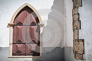 Architectural detail of the Church of Our Lady of Grace in Moncarapacho, Portugal