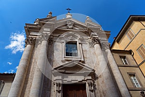 Architectural detail of church in Siena, Italy