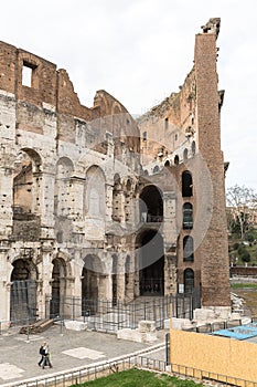 architectural detail at the Colosseum, Amphitheatrum Novum, Amphitheatrum Flavium, Rome, Italy, Europe