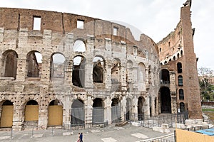 architectural detail at the Colosseum, Amphitheatrum Novum, Amphitheatrum Flavium, Rome, Italy, Europe