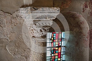 Architectural detail of a column in a church